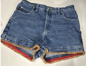 Vintage No Excuses High Rise Denim Jean Shorts Embroidered Floral Size 11/12 Y2K